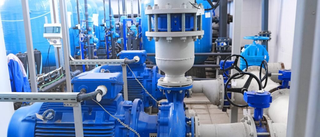 CWG high-pressure pumps and control valves at a water treatment plant